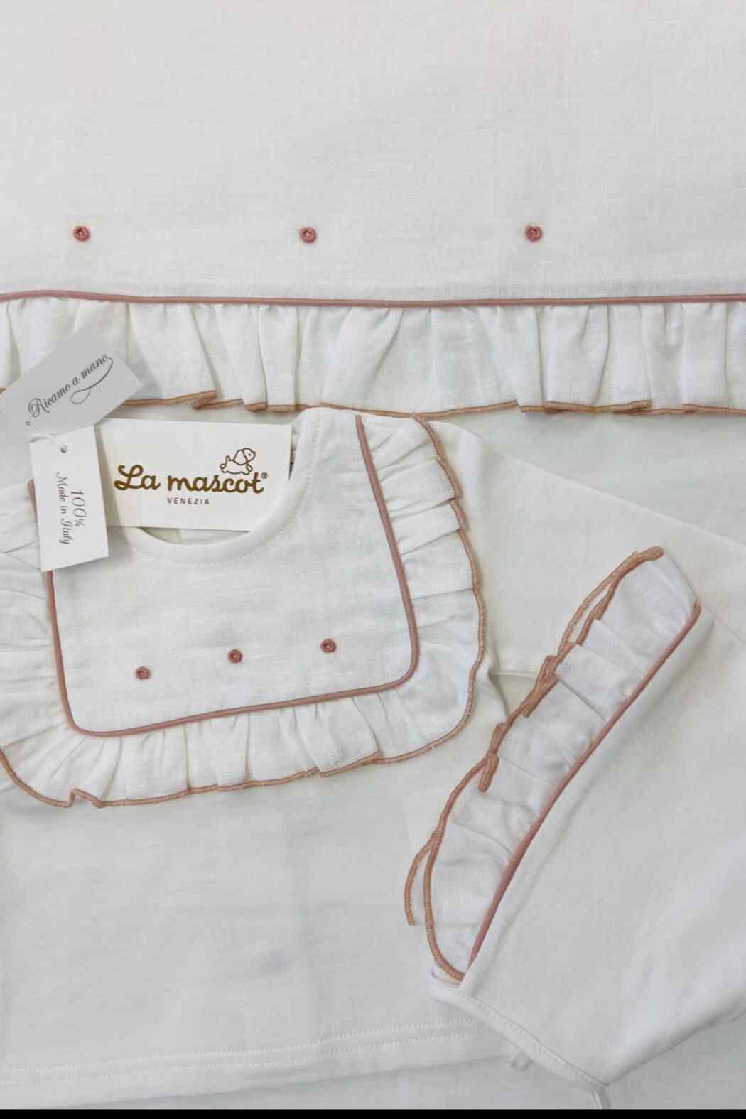 LA MASCOT INFANT 2 PIECE KNIT SET WITH LACE EDGE - MADE IN ITALY
