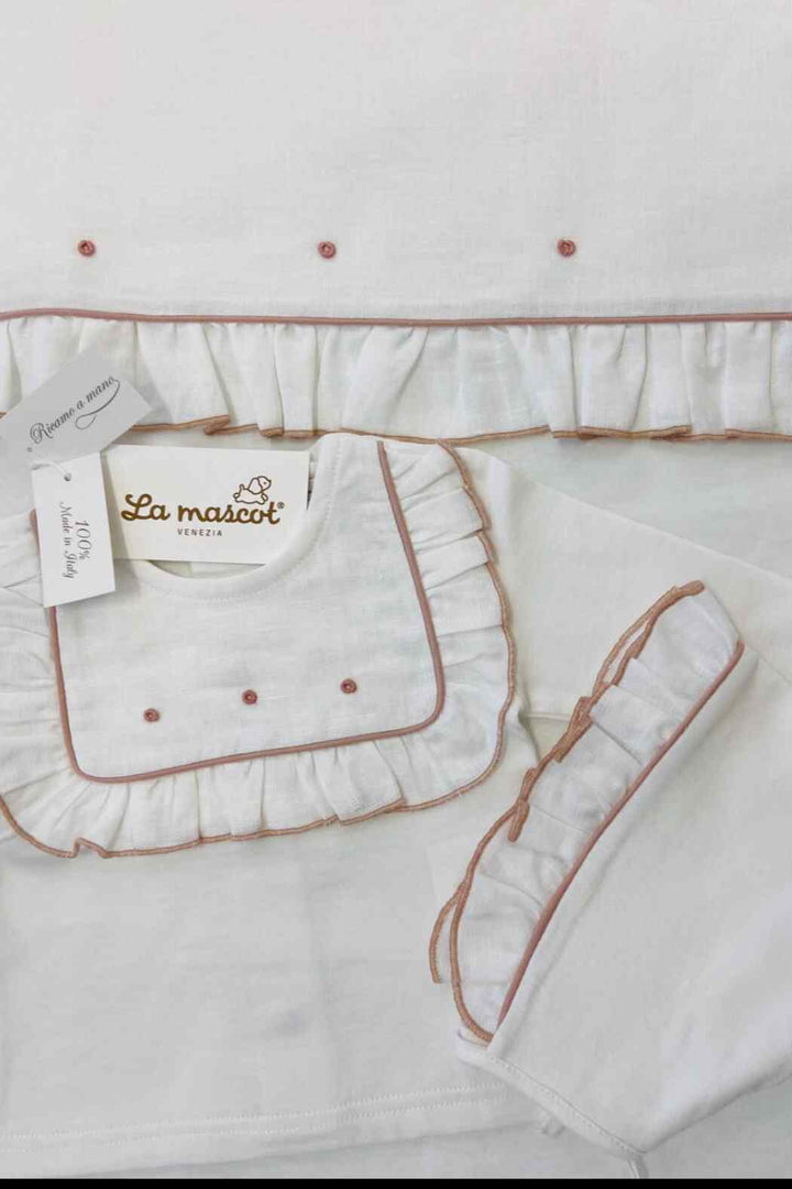 LA MASCOT INFANT 2 PIECE KNIT SET WITH LACE EDGE - MADE IN ITALY