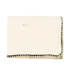 A front view of the elegant ivory Latte Carousel Stitching Blanket.