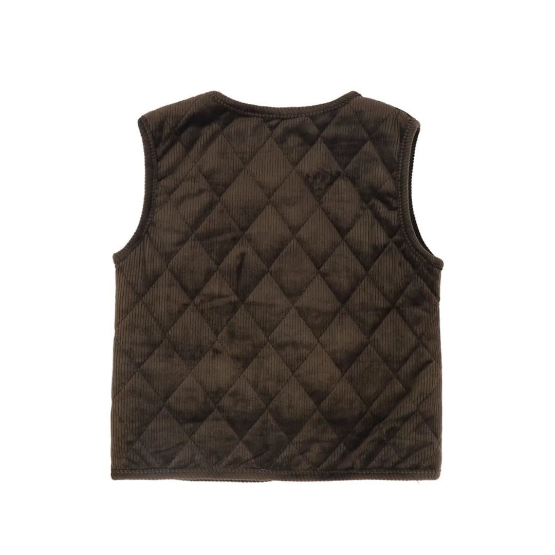 The clean back view of the Le Bourdon heritage outerwear vest.