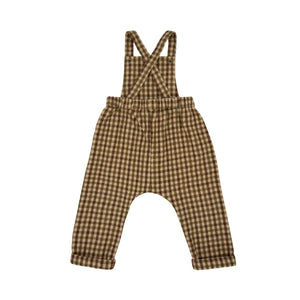 The clean back view of the comfortable toddler gingham romper.
