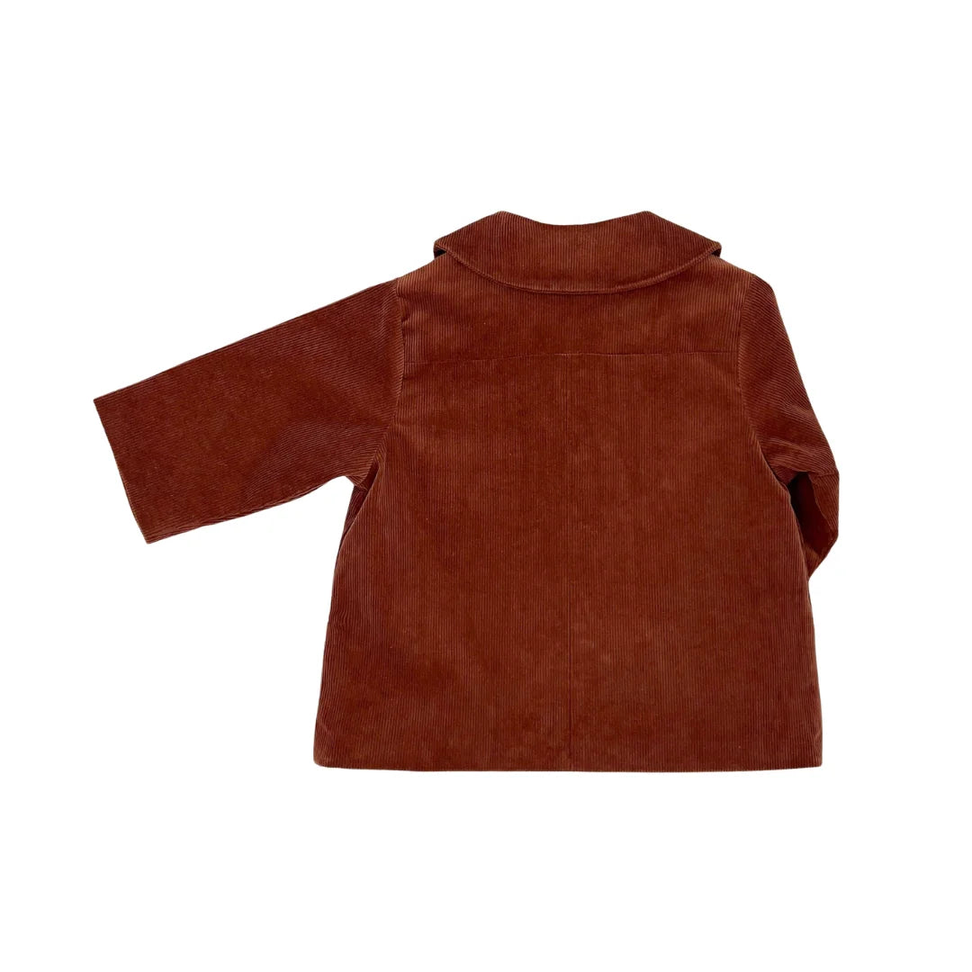 The clean back view of the comfortable toddler corduroy jacket.