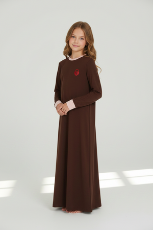 Little Parni – Brown & Pink Chestnut Locket Nightgown | Brown & Pink