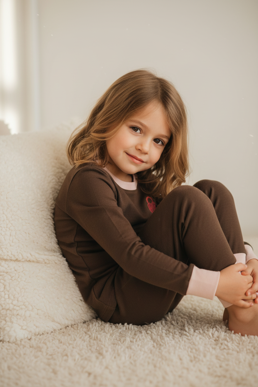 Little Parni – Brown & Pink Chestnut Locket Pajamas | Brown & Pink