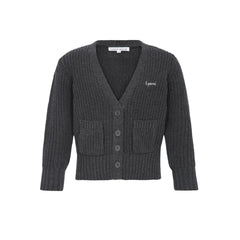 A front view of the Little Parni elegant cardigan in grey.