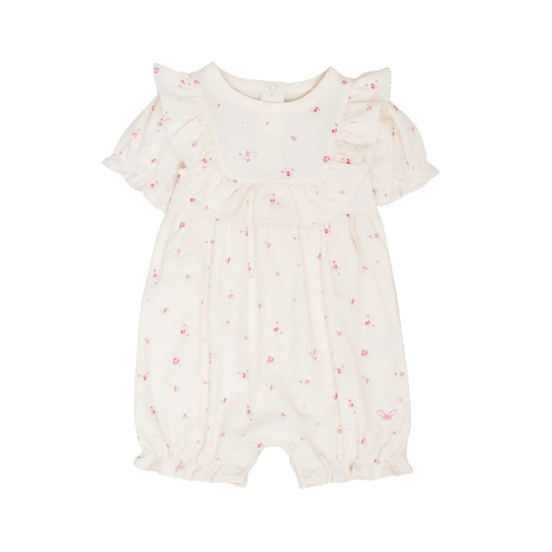 A front view of the elegant Livly Rose Garden Edith Jumpsuit in Ivory.