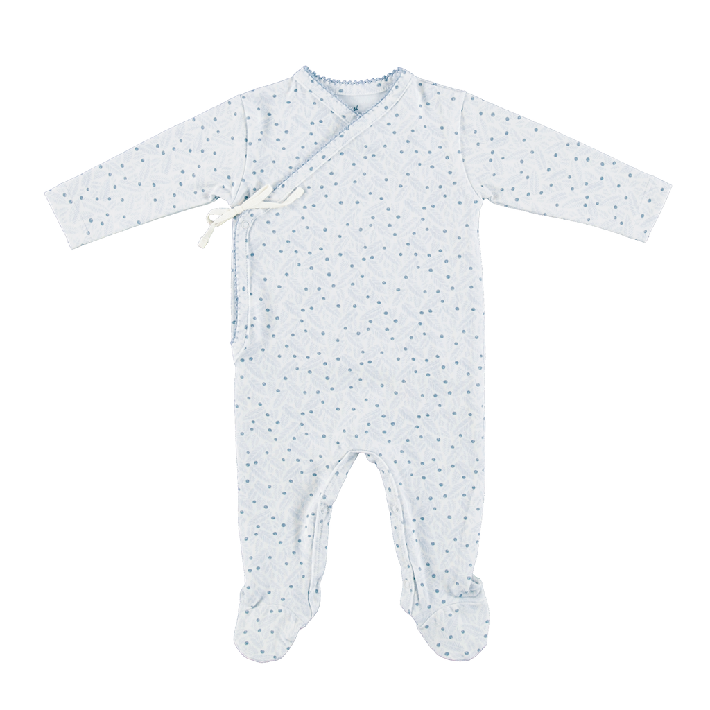 Bebe Organic Iver Blue Leaves Wrap Footie + Hat