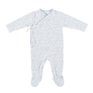 Bebe Organic Iver Blue Leaves Wrap Footie + Hat