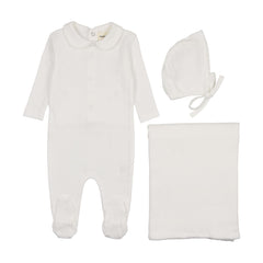 Mema Knits White Pointelle 3 Pc Layette Set