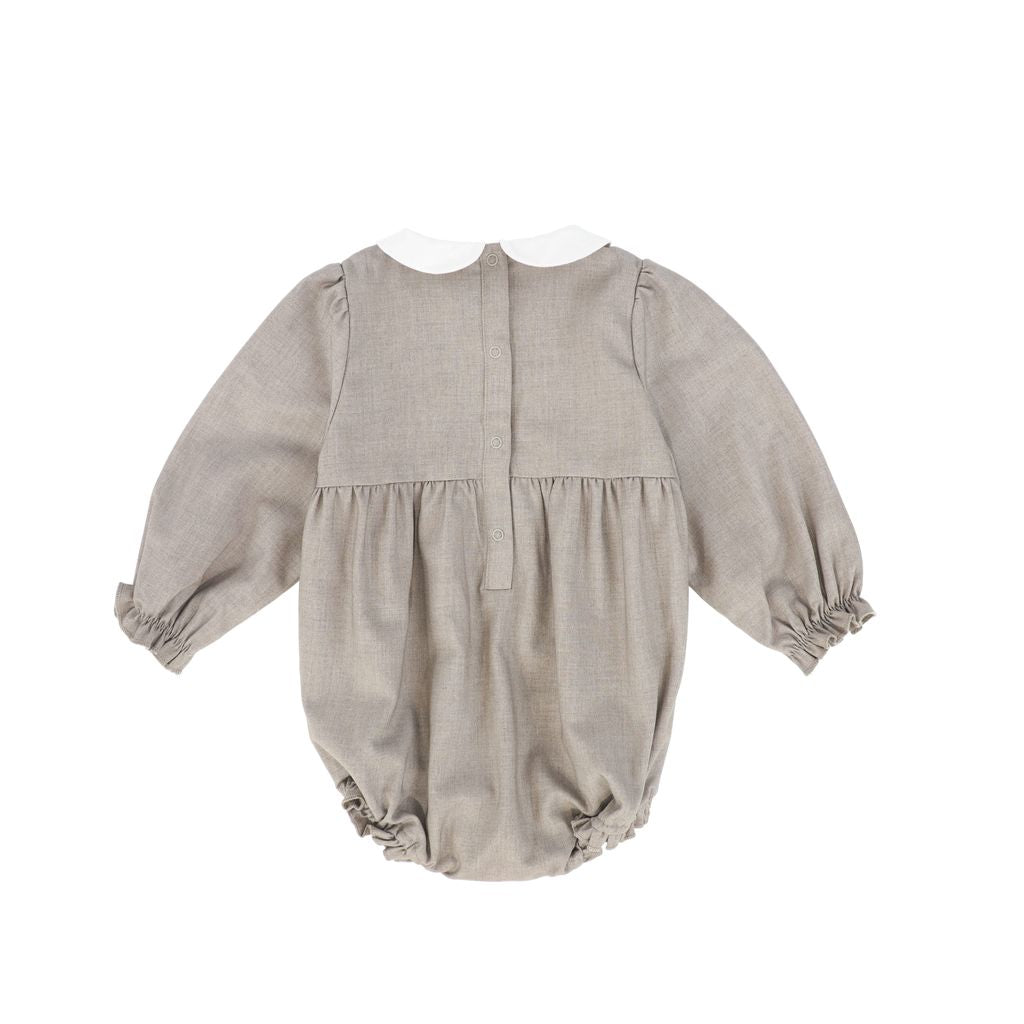 Bamboo - Wool Collar Pleat Front Romper