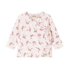 A flat-lay view of the MarMar Copenhagen Aiko footie in bows pink.