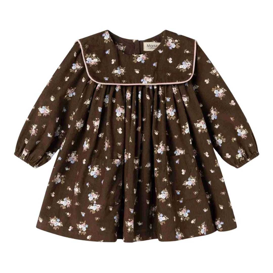 A front view of the MarMar Copenhagen autumn bouquet floral dulle dress.