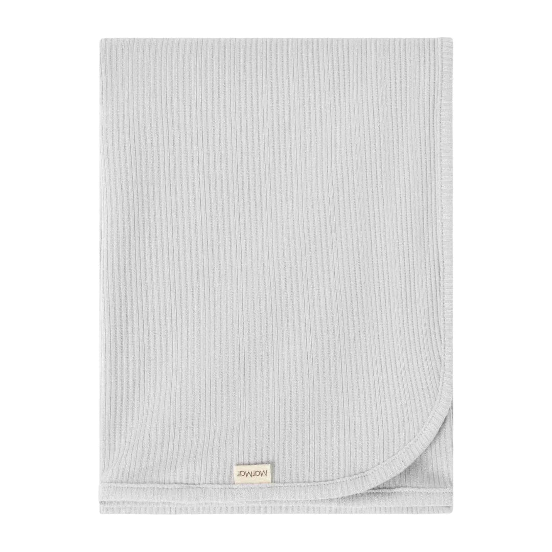 front view of the MarMar Copenhagen Blue Haze Alida knit baby blanket.