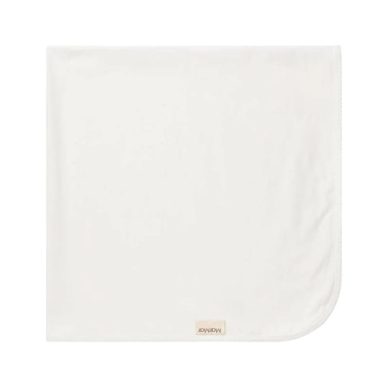 front view of the MarMar Copenhagen Gentle White Alida knit baby blanket.