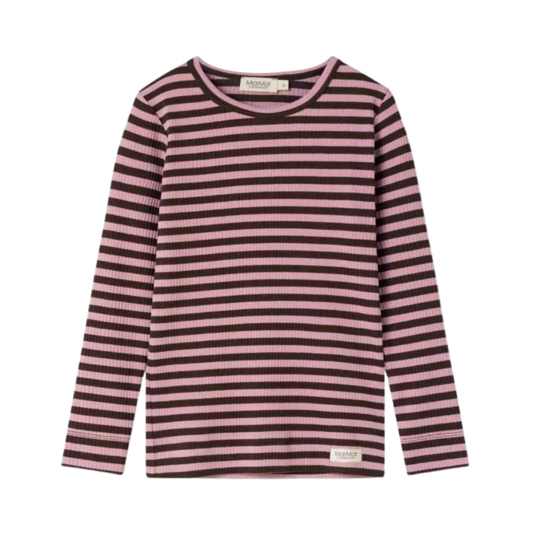 front view of the MarMar Copenhagen heather stripe baby and toddler plain tee.