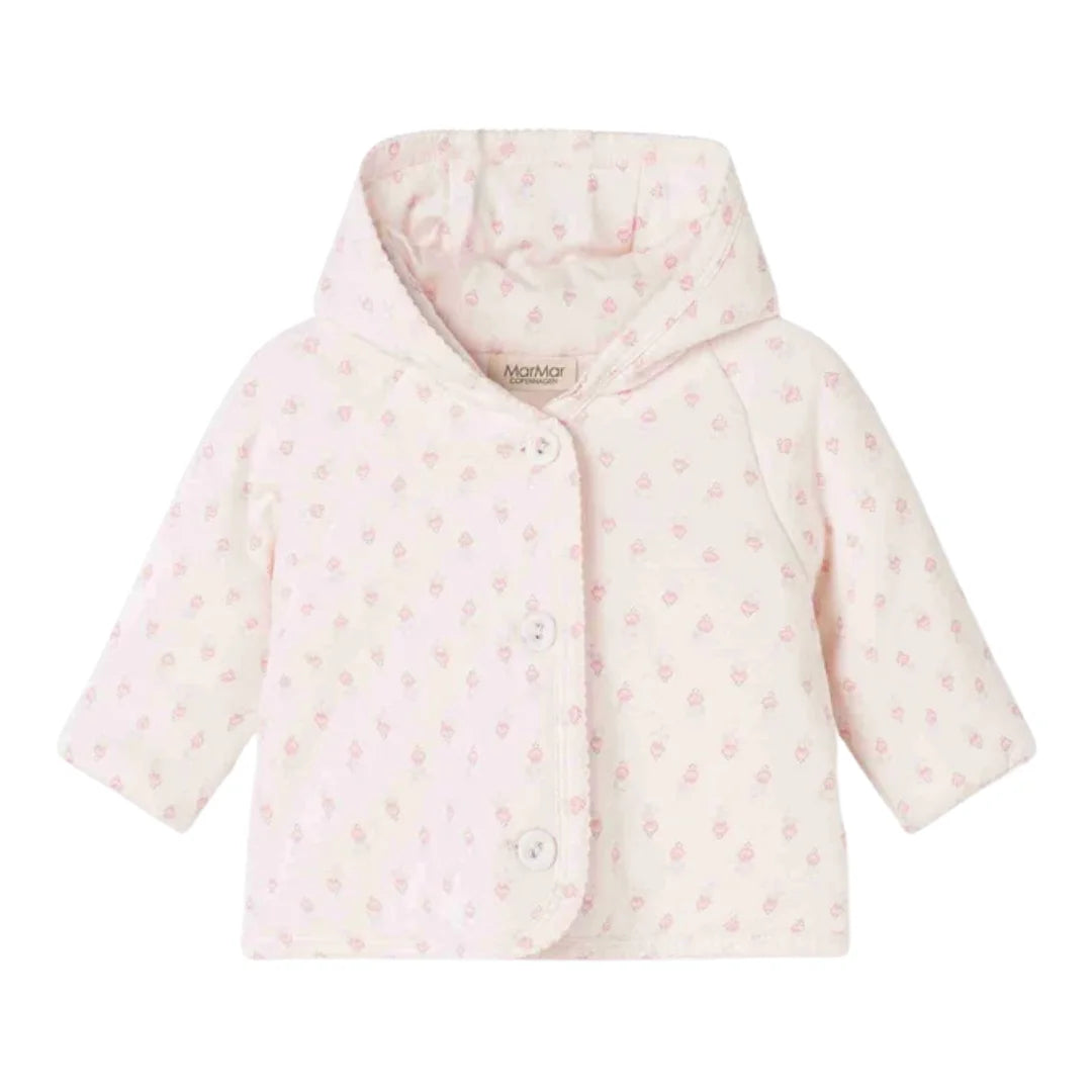 A front view of the MarMar Copenhagen mini bloom floral jula quilted jacket.