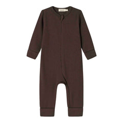 A front view of the MarMar Copenhagen rose ranaculus floral baby rompy romper.