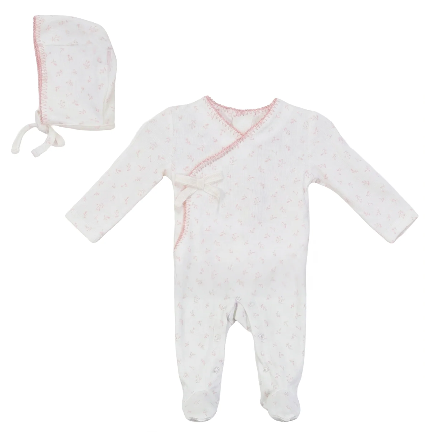 Bebe Bella - Girls Fake Wrap Aop Cherry Rib Stretchie