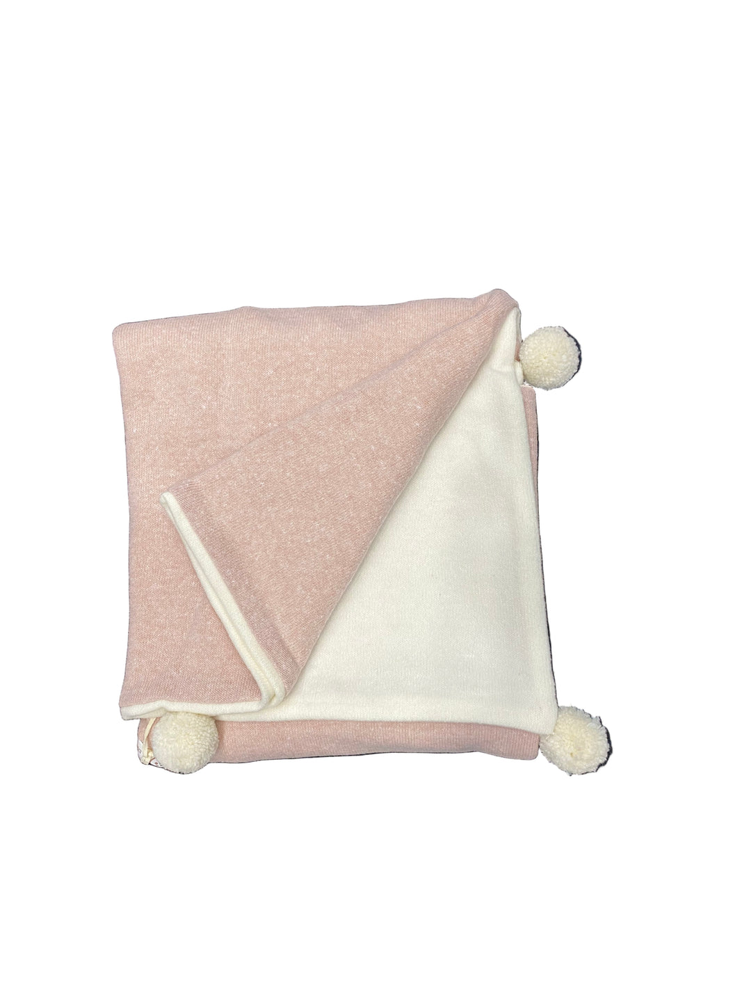 Latte Baby Knit Blanket with Poms – Ivory & Mauve