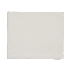 A front view of the Mema Knits knitted bris blanket in winter white.