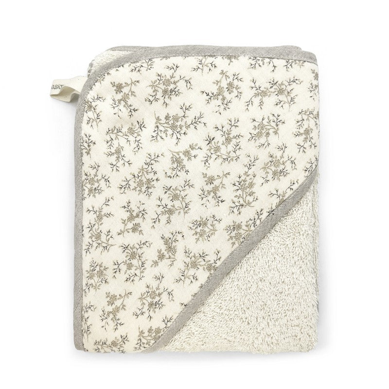 Floral print hooded bath towel