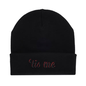 Tis Me Black 3D Embroidered Logo Beanie