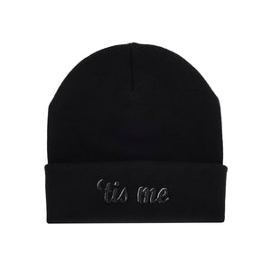 Tis Me Black 3D Embroidered Logo Beanie