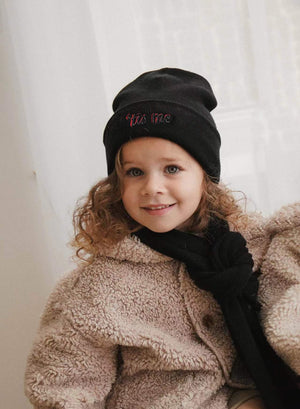 Tis Me Black 3D Embroidered Logo Beanie