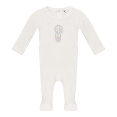 Little Fragile White Hot Air Balloon Print Footie