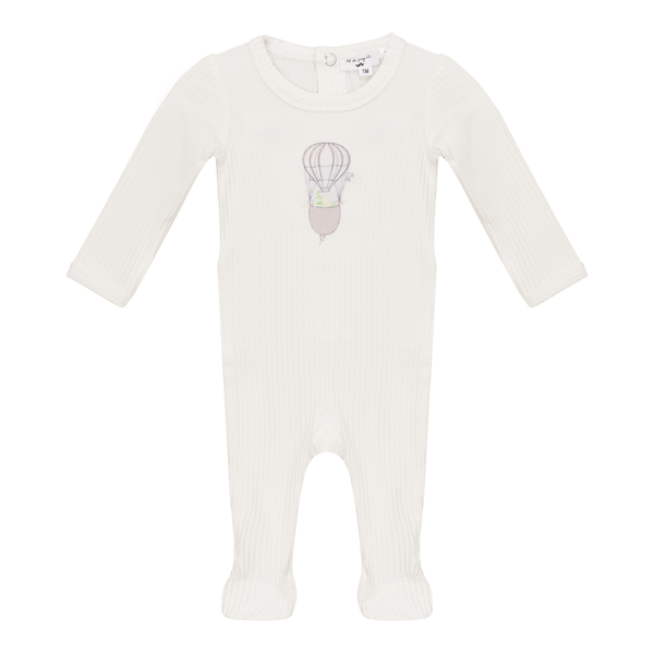 Little Fragile White Hot Air Balloon Print Footie