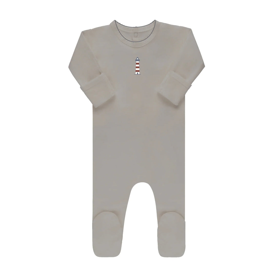 Ely's & Co Ribbed Blue Nautical Embroidered Footie