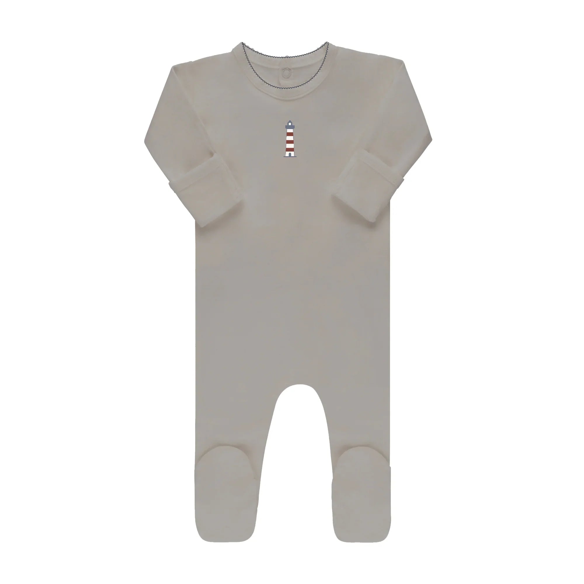 Ely's & Co Ribbed Blue Nautical Embroidered Footie