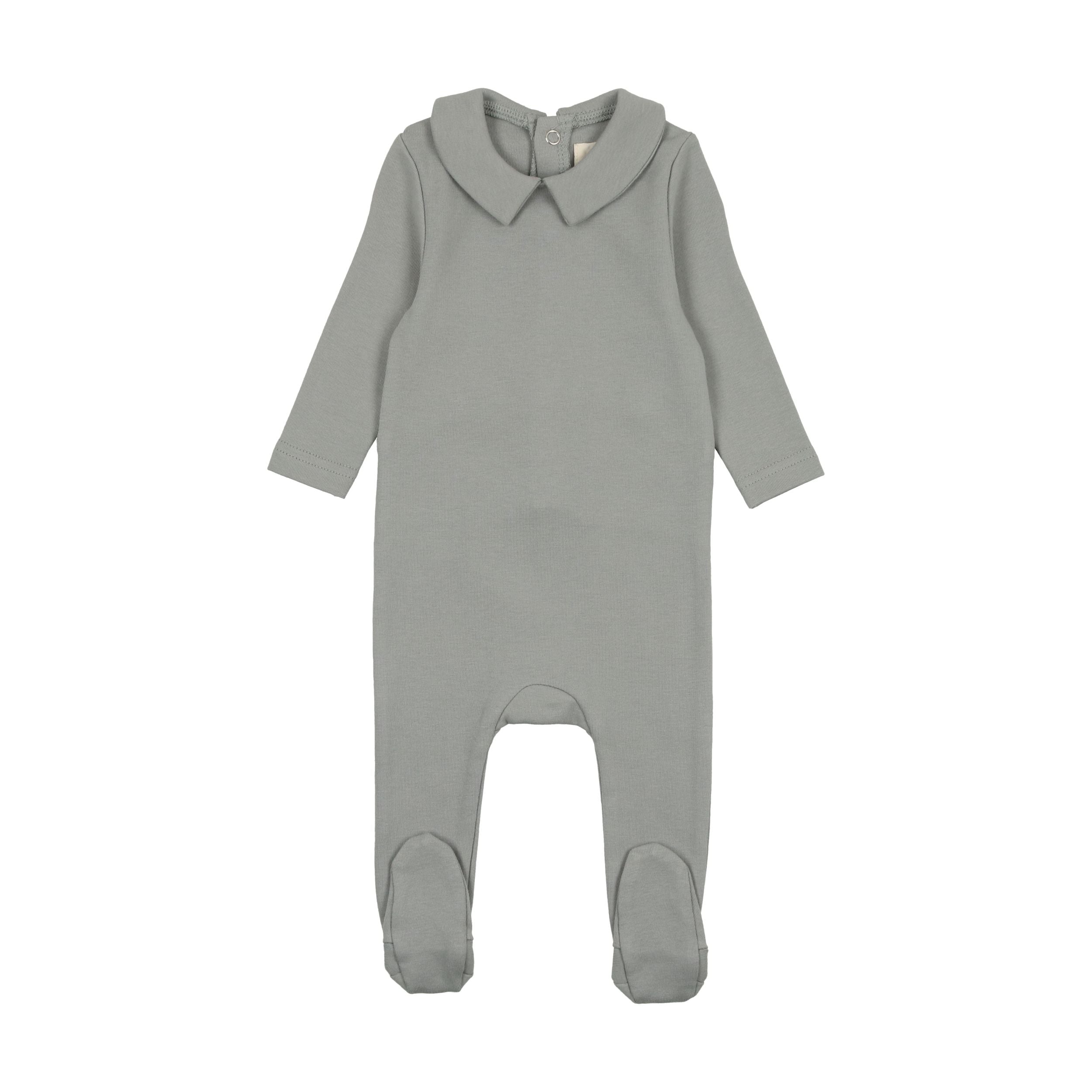 Mema Knits Powder Blue Boys Base Footie