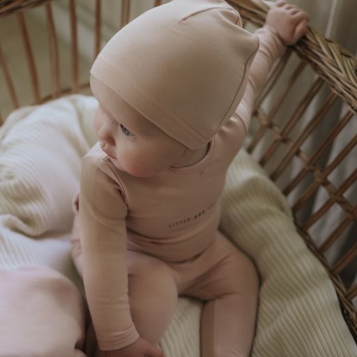 Mema Knits Old Rose/Mink Little and Loved Footie + Beanie