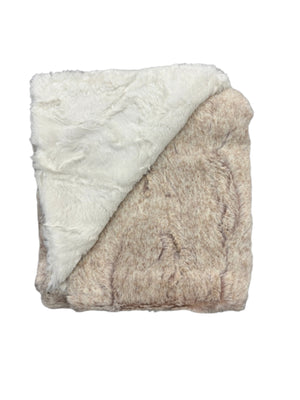 Peluche Oatmeal Heather and Natural Fur Blanket