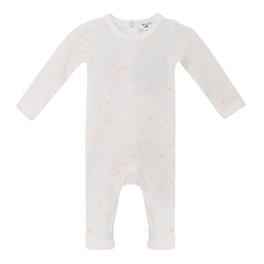 Little Fragile White Rose Bud Clover Print Footie
