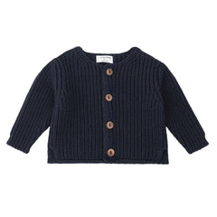 A breathtaking 1+ in the Family Antibes-bb Knit Cardigan in Blue, showcasing its authoritative architectural fit and refined Spanish knit texture.