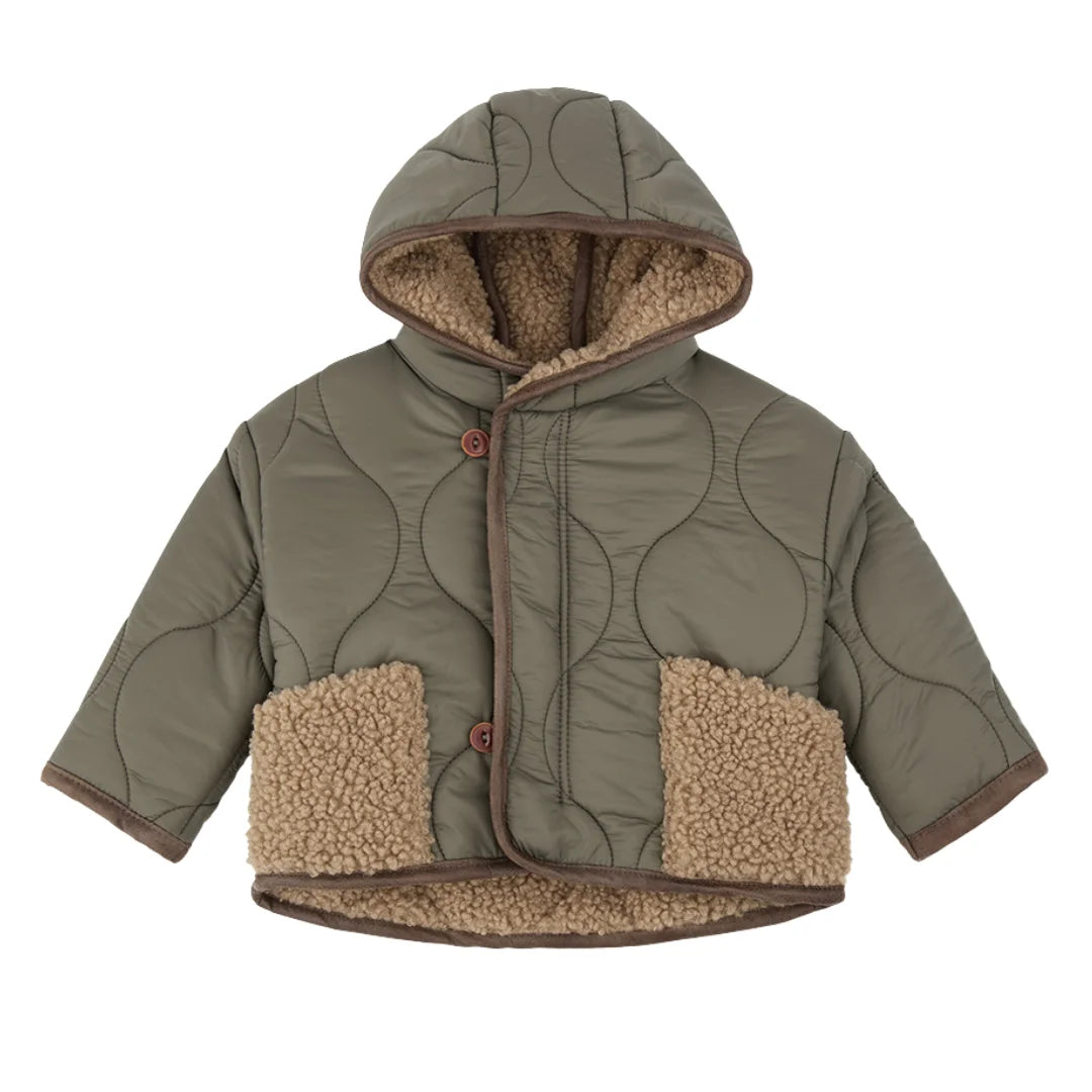 A breathtaking 1+ in the Family Calgary Padded Winter Jacket in Khaki, showcasing its authoritative architectural silhouette and high-performance padded warmth.