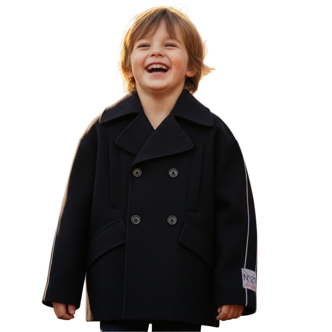 Child wearing a N21 Designer wool black coat