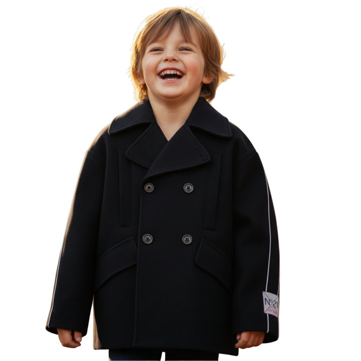 Child wearing a N21 Designer wool black coat