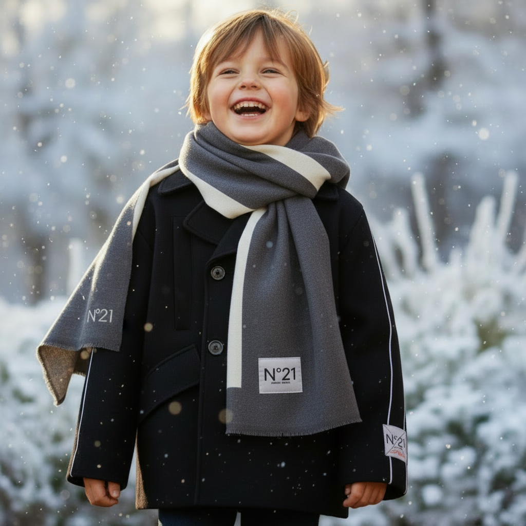 N°21 Kids Black Cropped Coat – Luxury Italian Tailoring with a Sporty Edge
