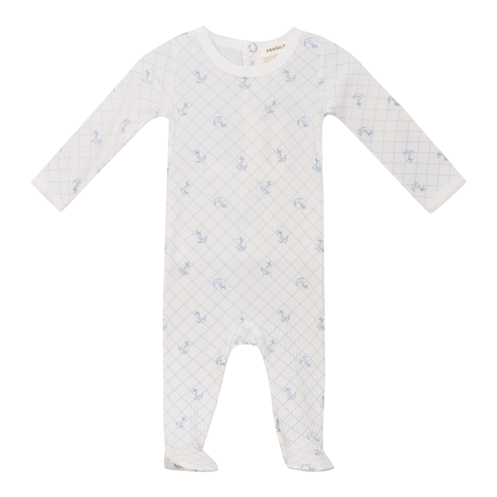 Fragile White River Blue Mesh Print Footie