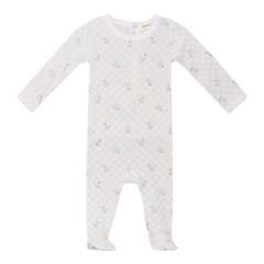 Fragile White River Blue Mesh Print Footie