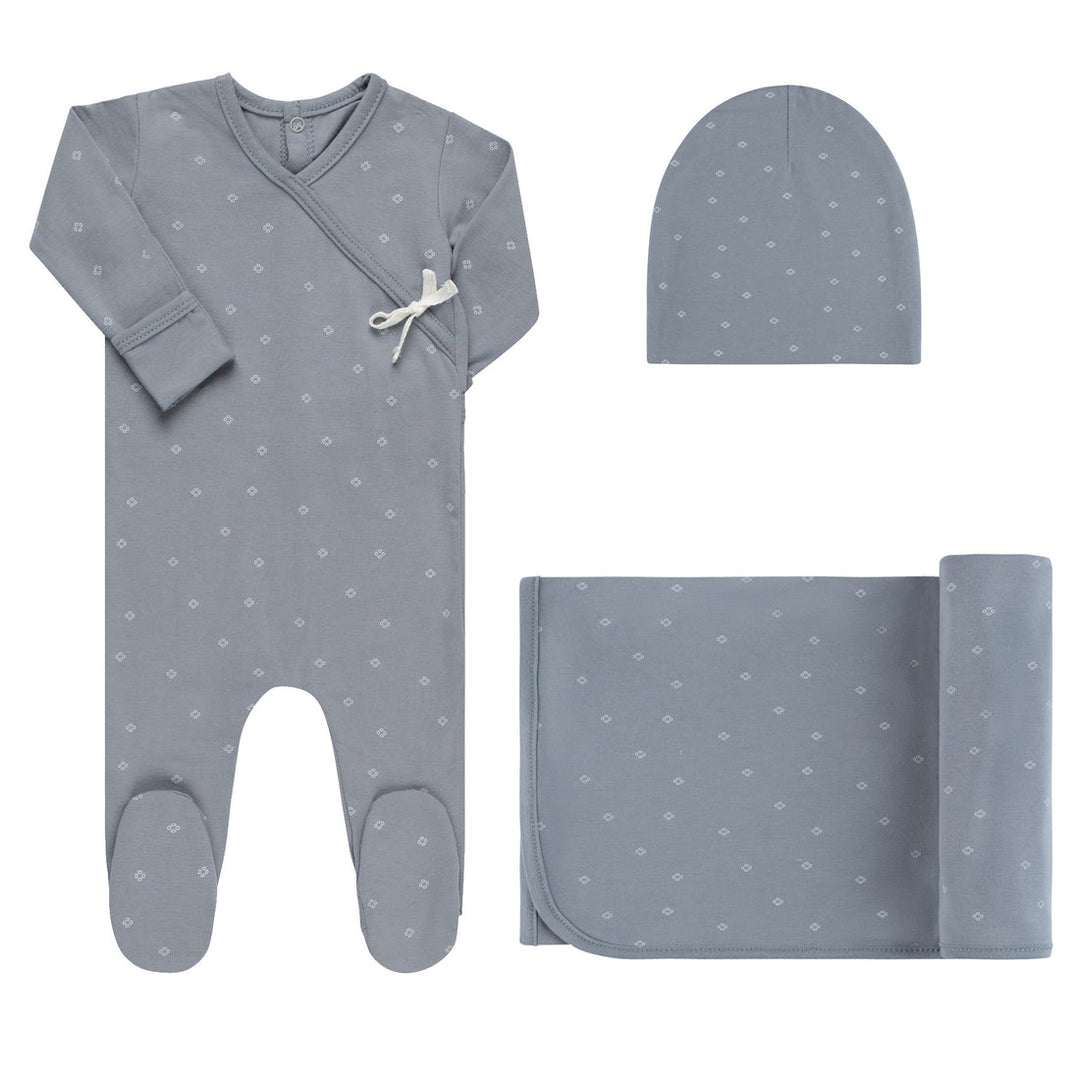 Elys & Co Floral Kimono Slate Blue 3 Pc Giftbox