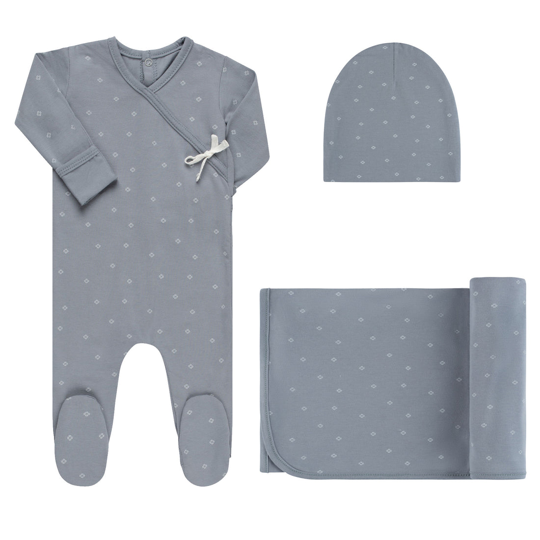Elys & Co Floral Kimono Slate Blue 3 Pc Giftbox