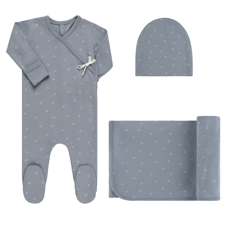 Elys & Co Floral Kimono Slate Blue 3 Pc Giftbox