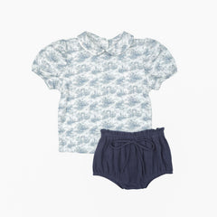 Bonjour Toile Print Shirt & Bloomer