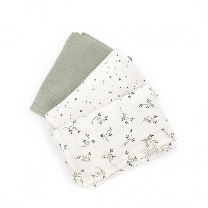 Pack of 3 Olive Bloom Mini Muslins