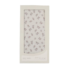 A front view of the Peluche Bebe blossom swaddle blanket in rose.