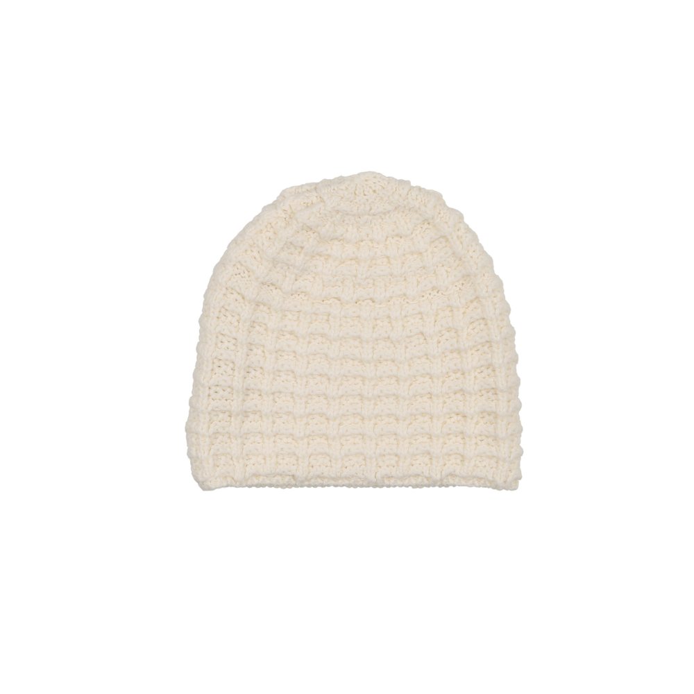 Peluche Cream Crochet Waffle Knit Beanie